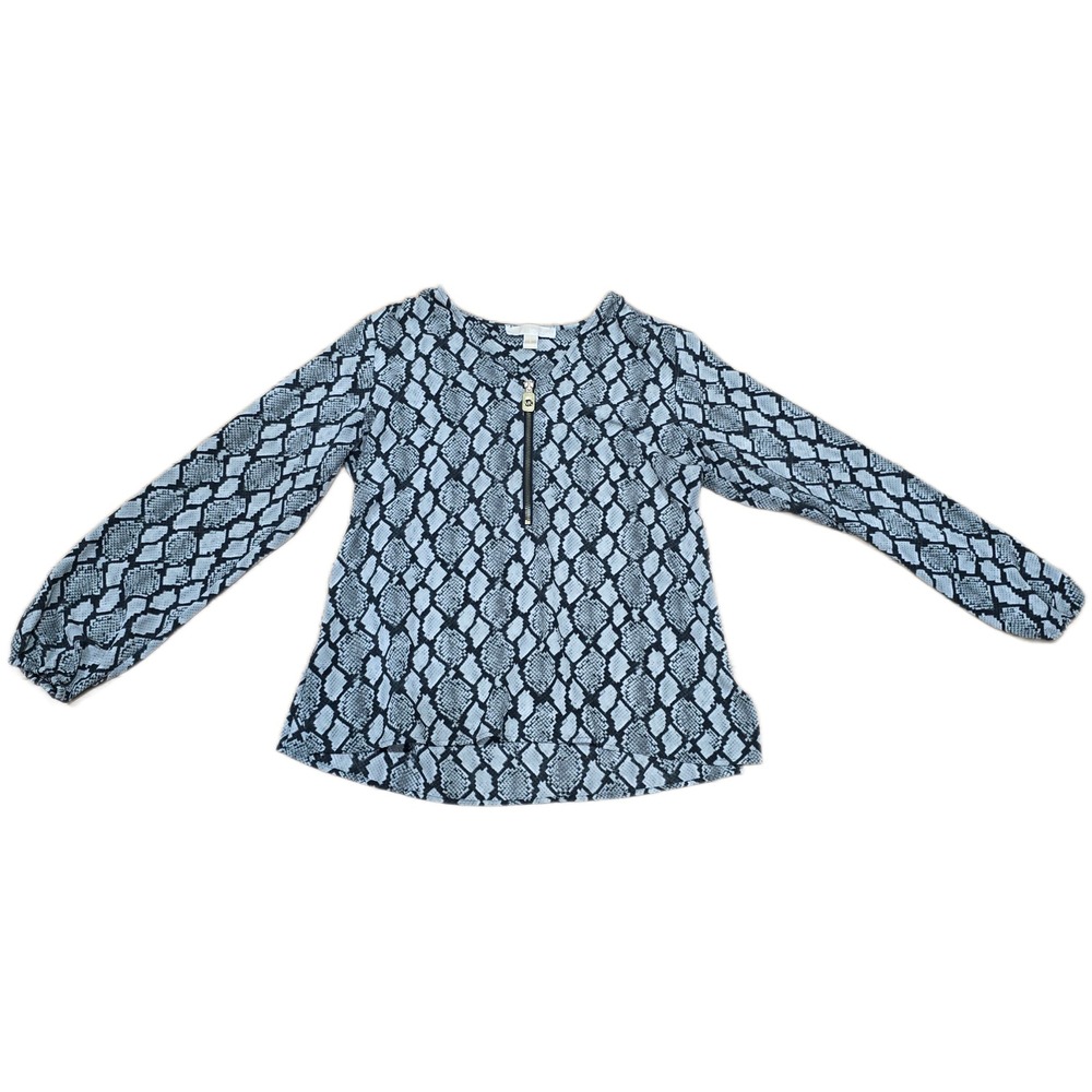 MICHAEL KORS Women Snake Print Long Sleeve Quarter Zip Top Size S